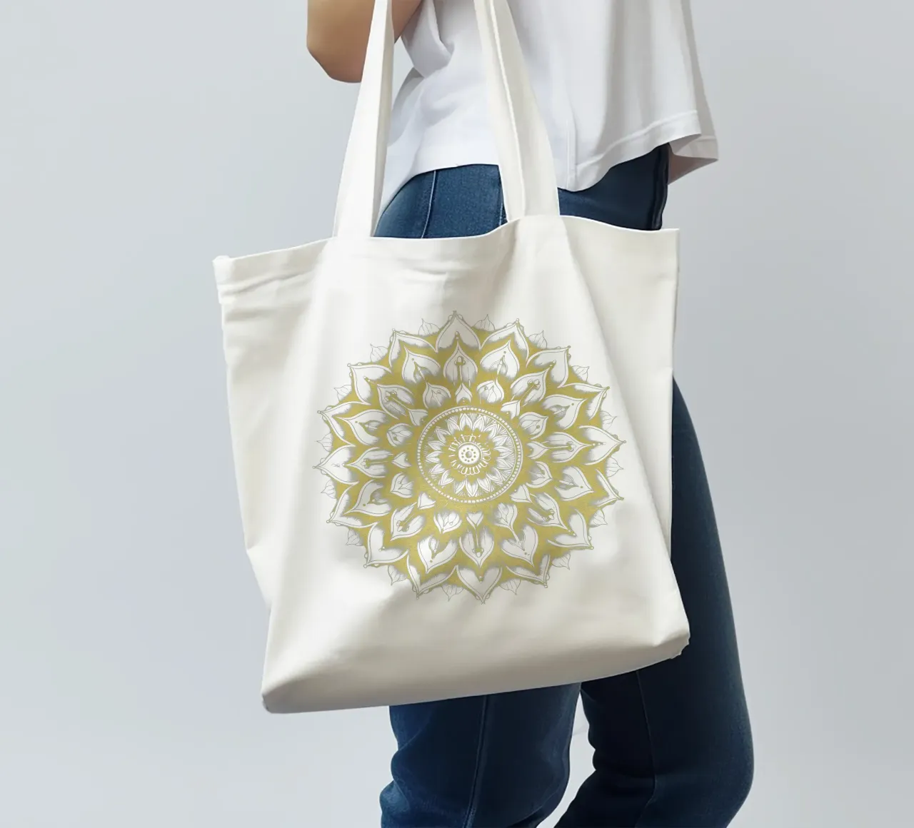 Gouden Mandala jute draagtas van Spiritual Touch