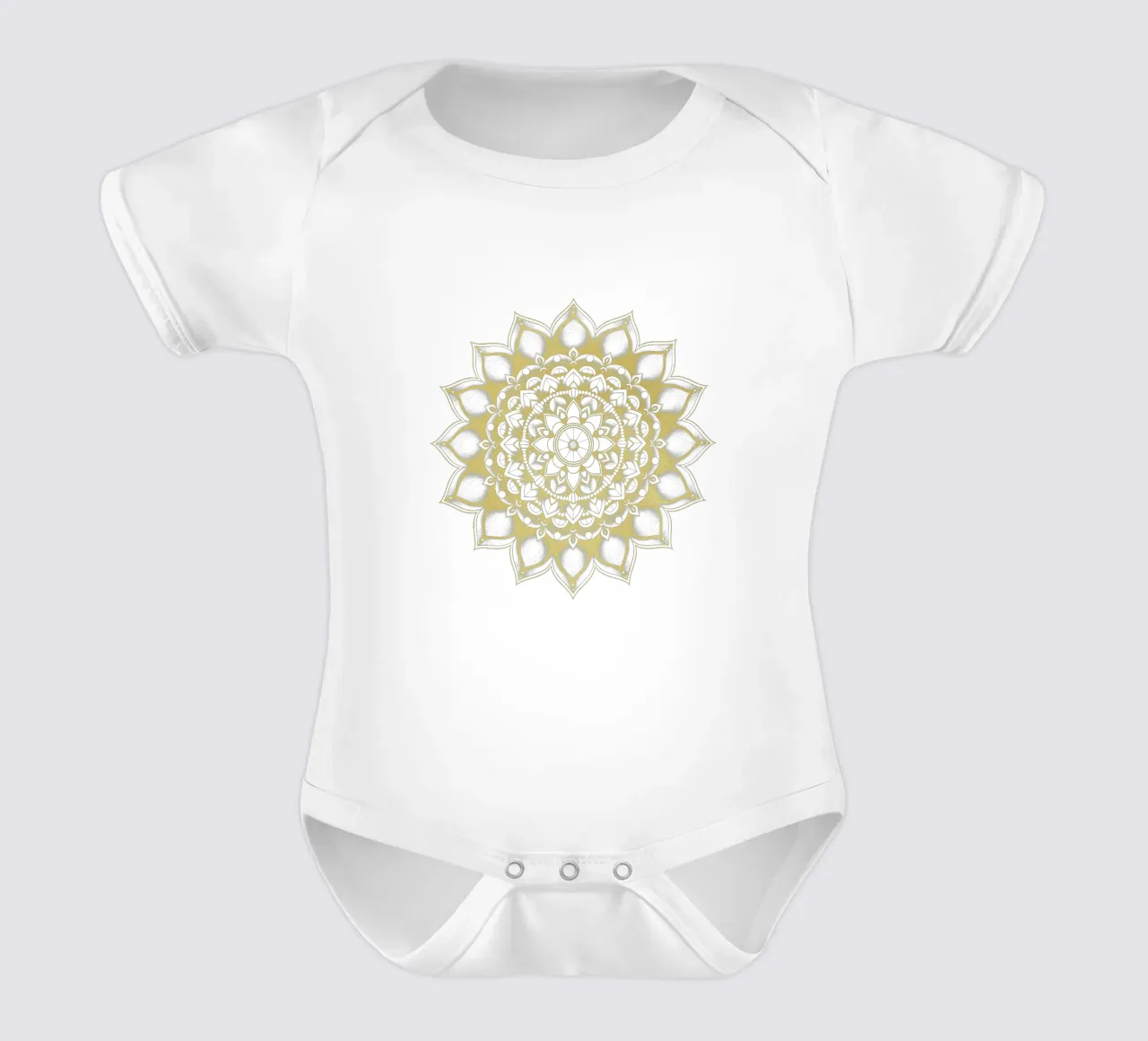 Golden Mandala short-sleeve baby romper by Spiritual Touch