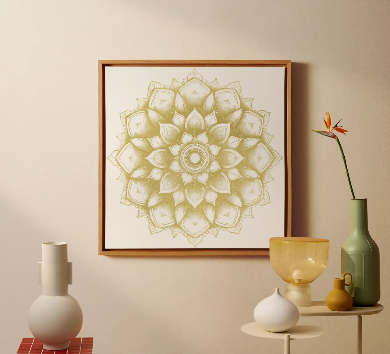 Mandala d'oro tela con Cornice a cassetta da Spiritual Touch