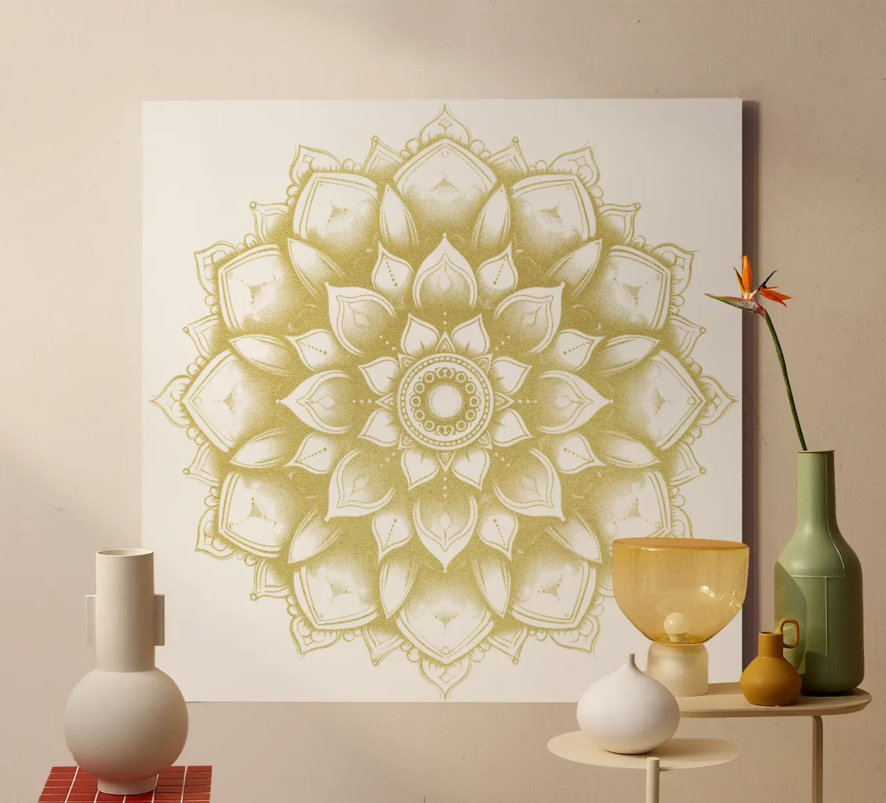 Mandala d'oro tela con Cornice a cassetta da Spiritual Touch