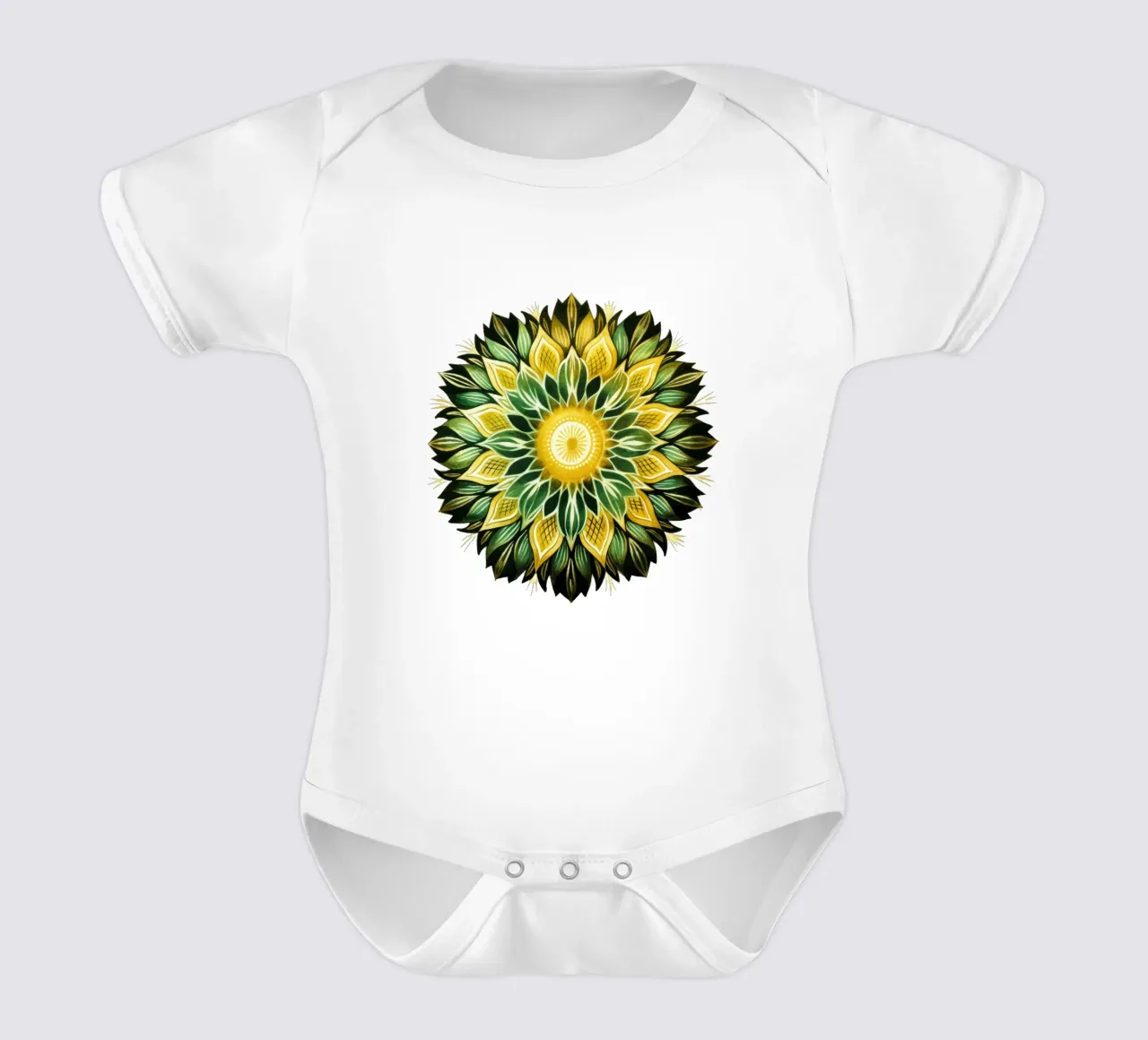 Mandala verde body neonato maniche corte da Spiritual Touch