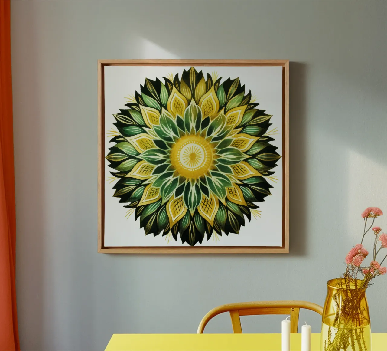 Mandala vert toile avec Caisse américaine de Spiritual Touch
