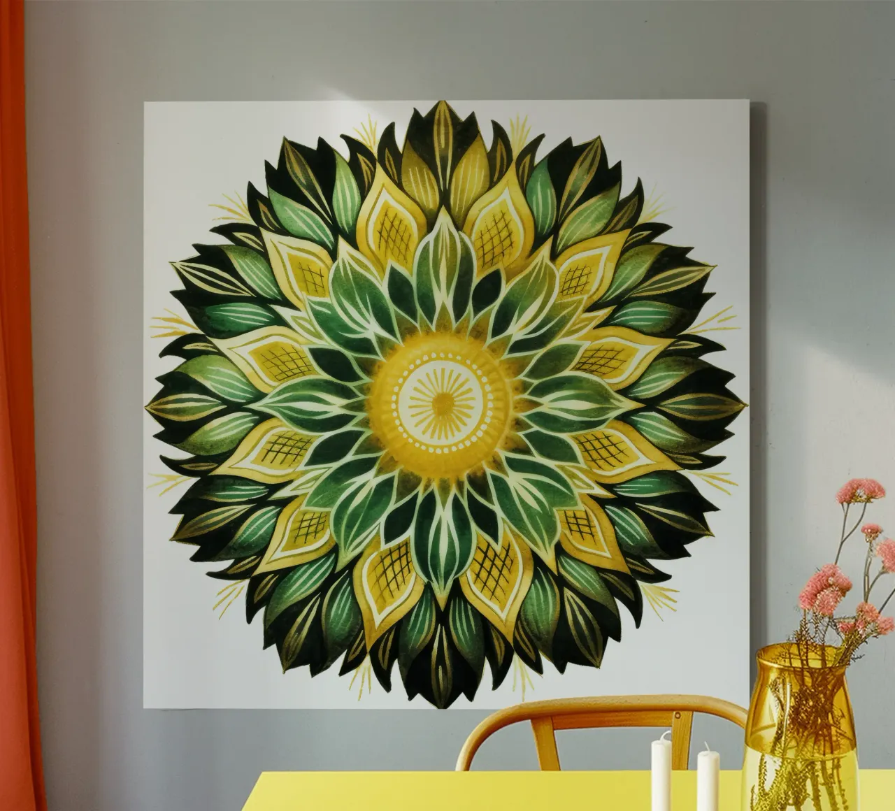 Mandala vert toile avec Caisse américaine de Spiritual Touch