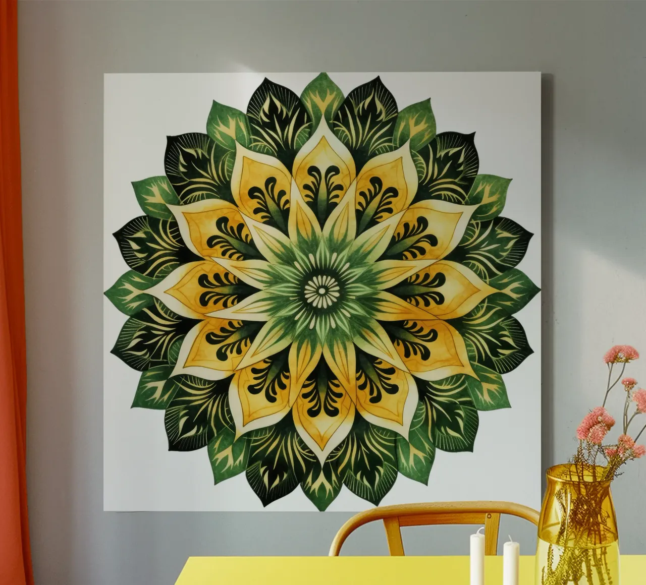 Groene mandala canvas met Baklijst van Spiritual Touch