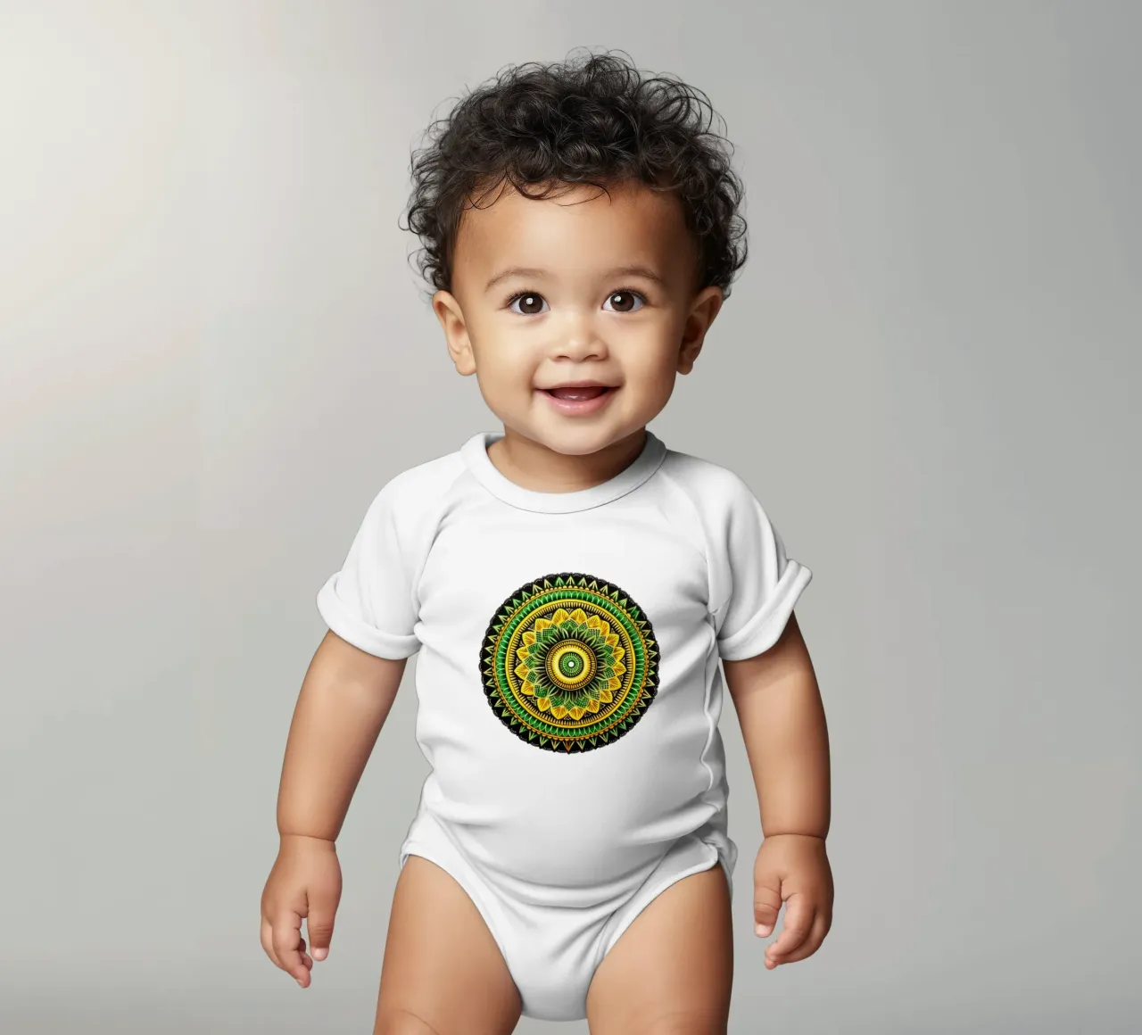 Grünes Mandala Kurzarm Babybody von Spiritual Touch