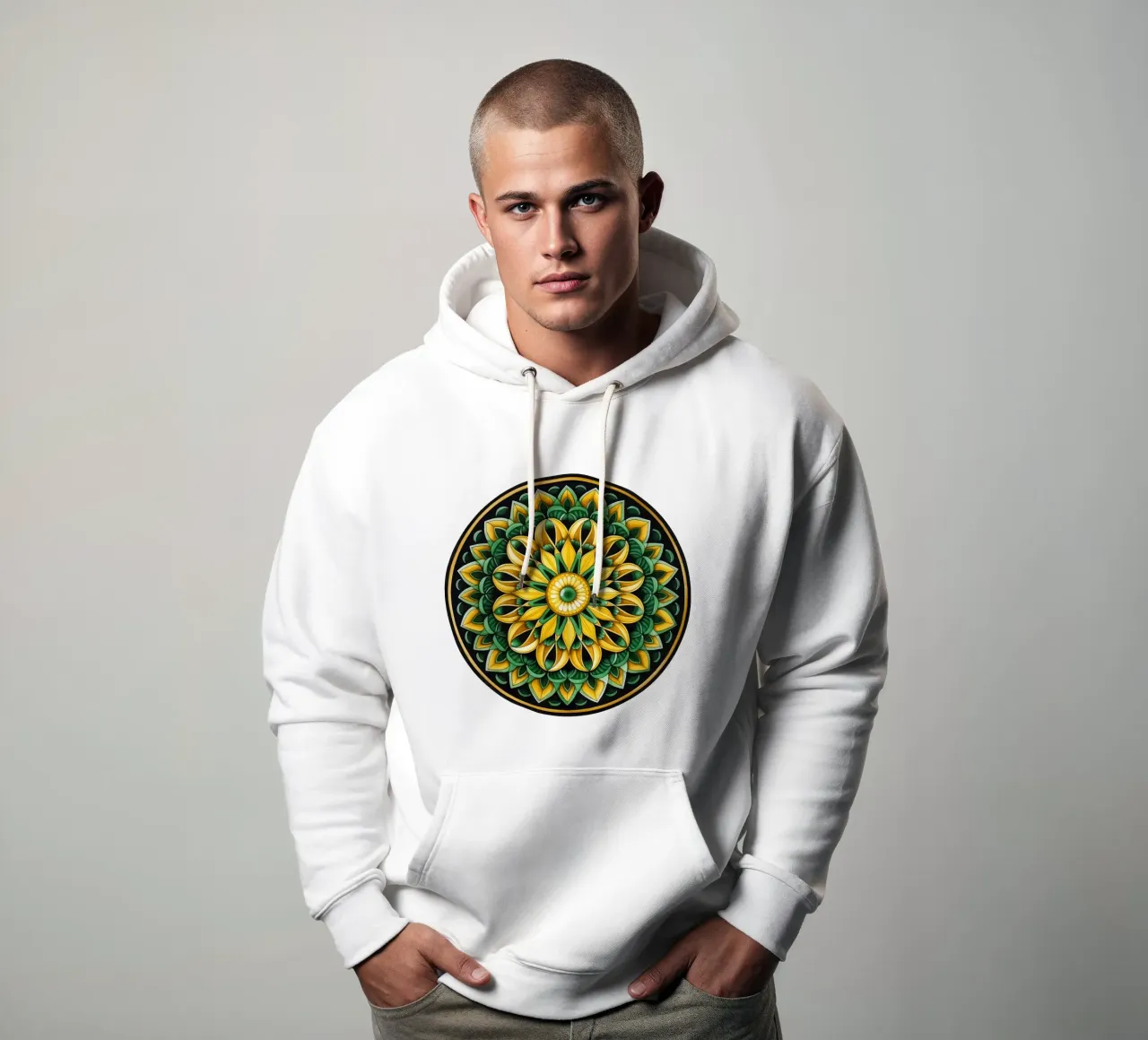Mandala verde felpa con cappuccio da Spiritual Touch