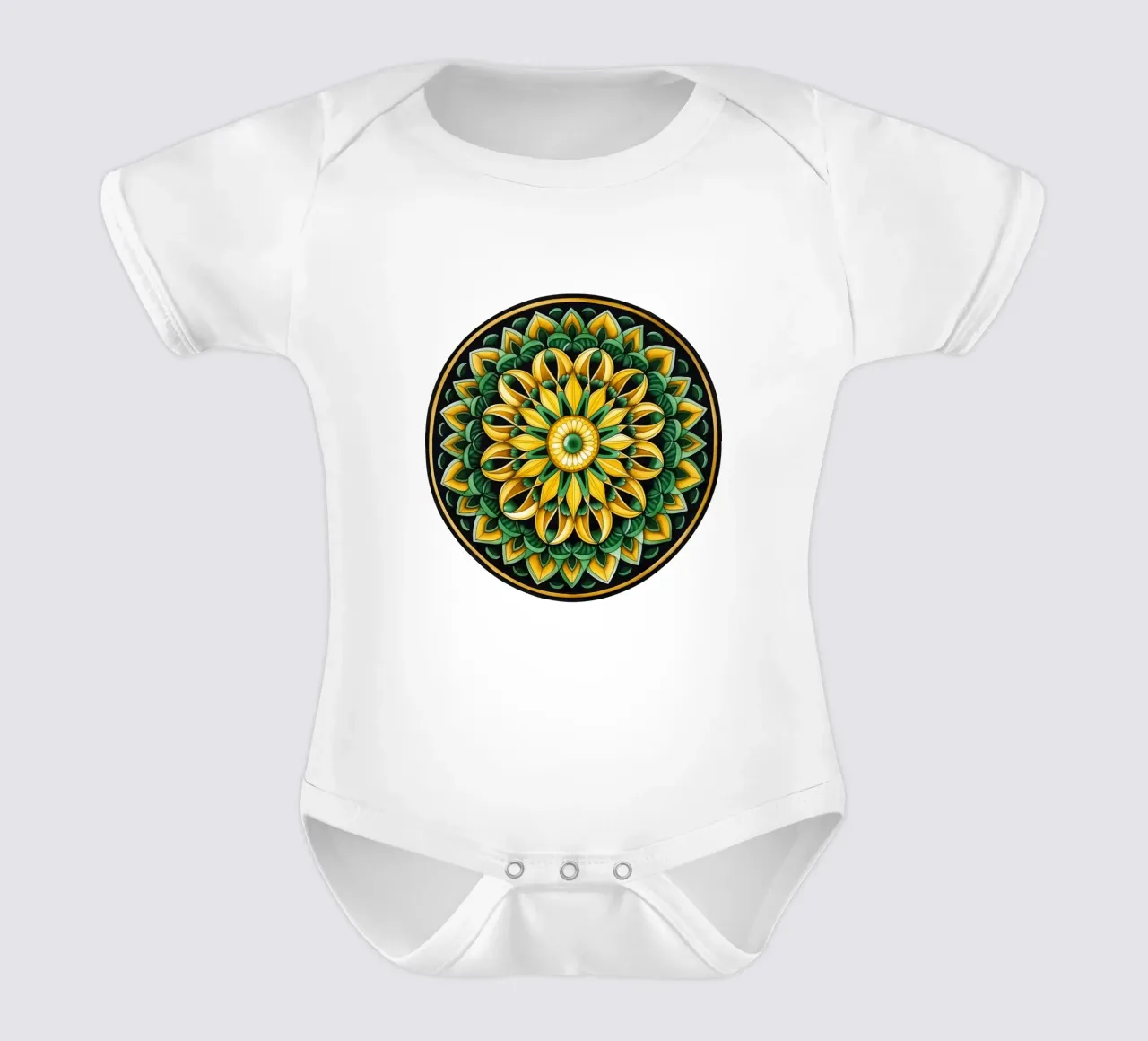 Mandala verde body neonato maniche corte da Spiritual Touch