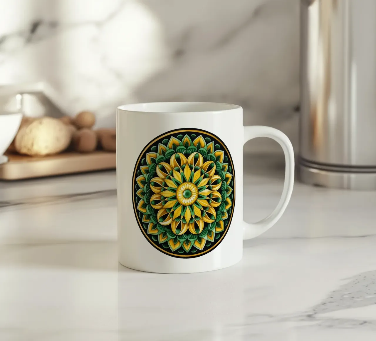 Mandala verde tazza in ceramica da Spiritual Touch