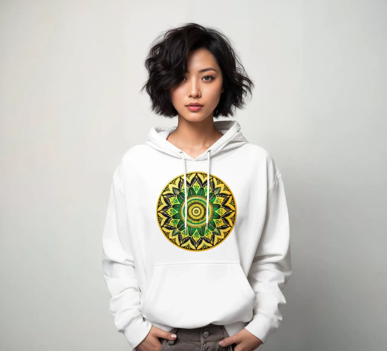 Mandala verde felpa con cappuccio da Spiritual Touch