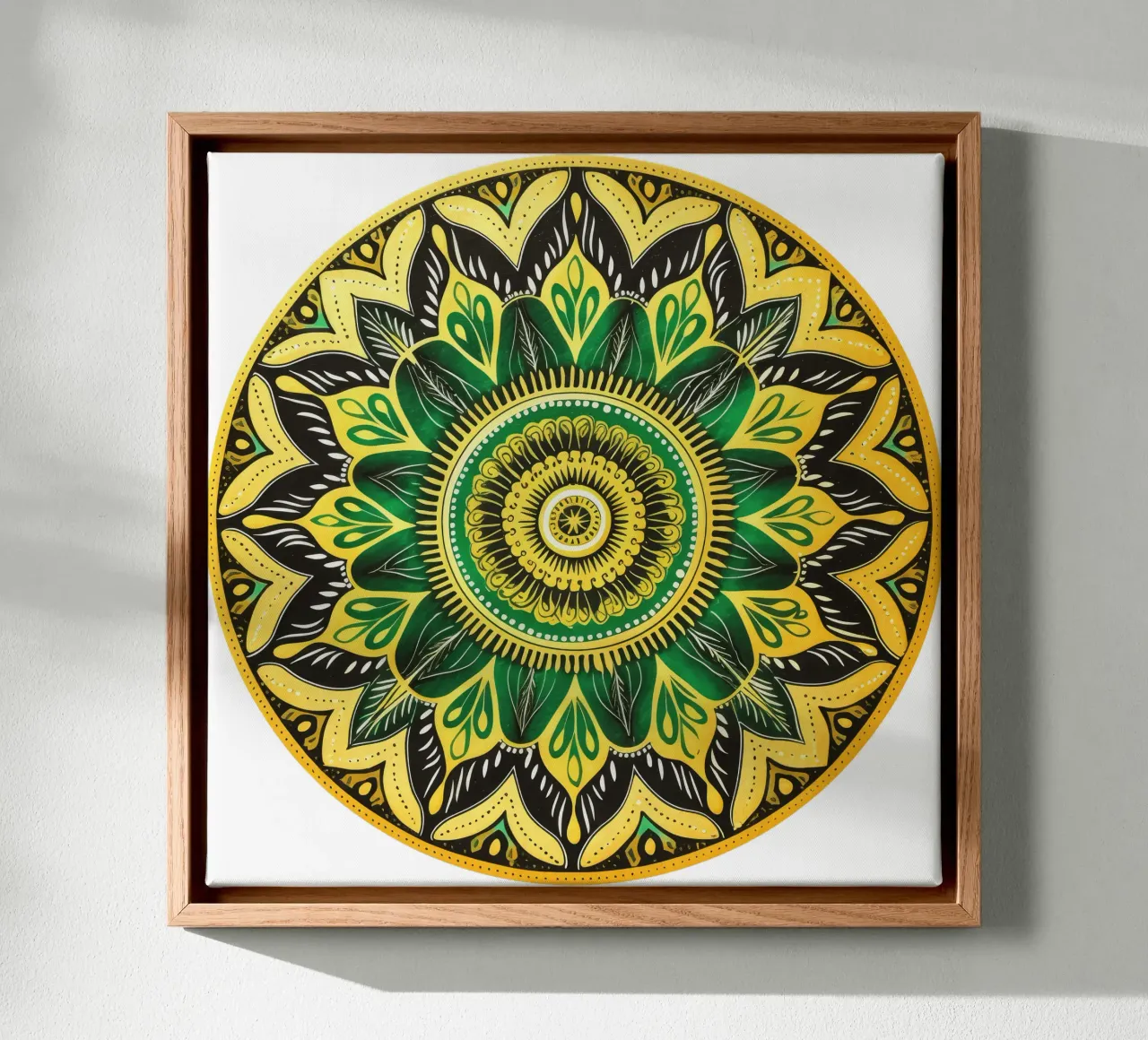 Mandala verde tela con Cornice a cassetta da Spiritual Touch