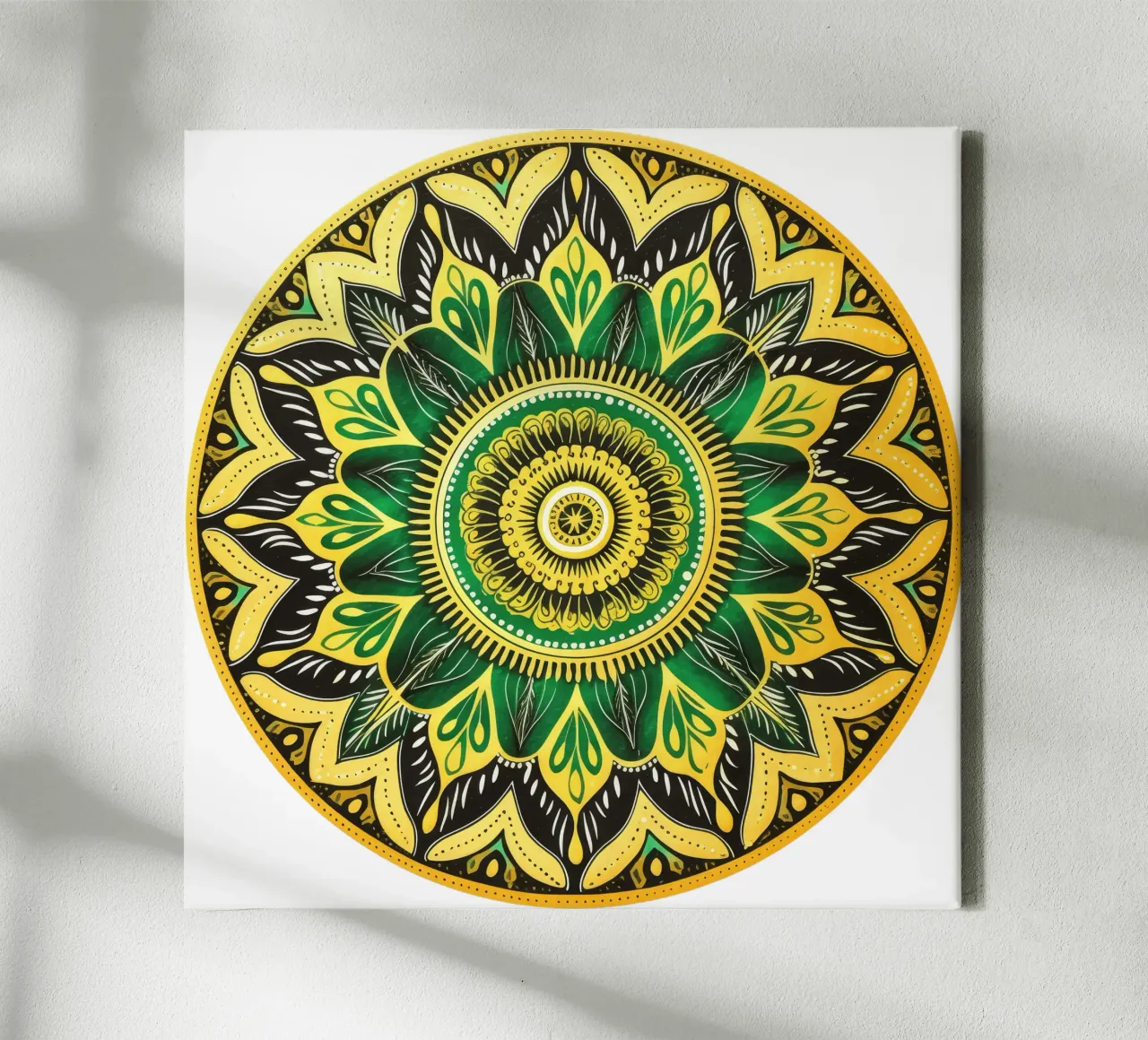 Mandala verde tela con Cornice a cassetta da Spiritual Touch
