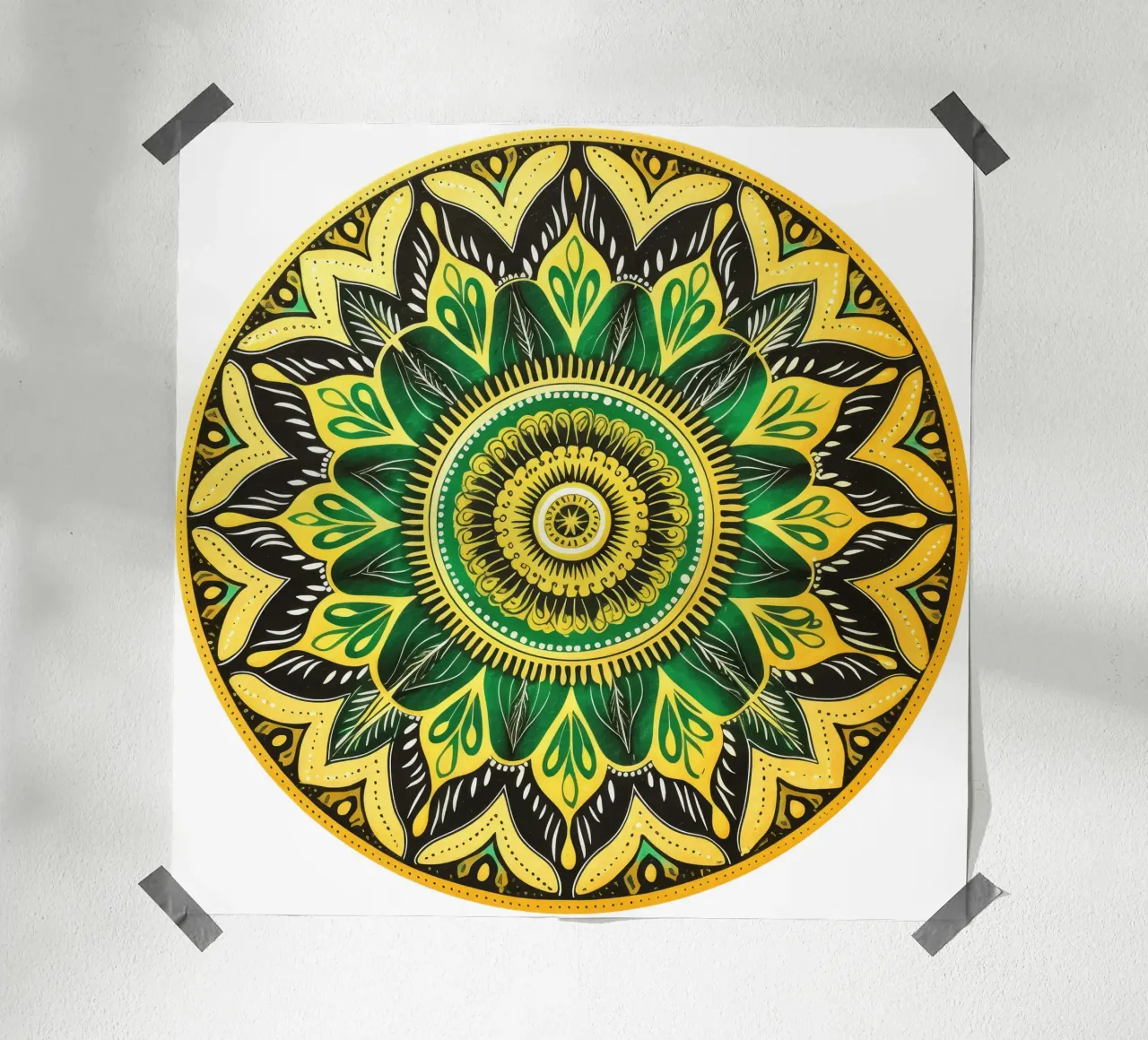 Mandala verde poster con telaio in alluminio da Spiritual Touch