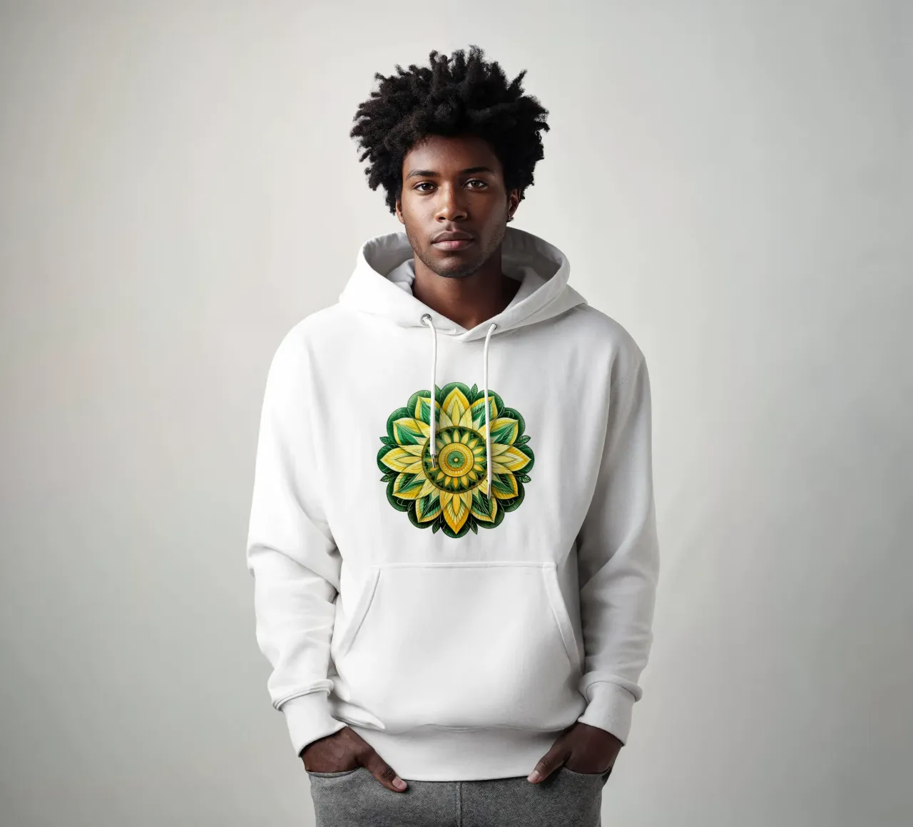 Mandala verde felpa con cappuccio da Spiritual Touch
