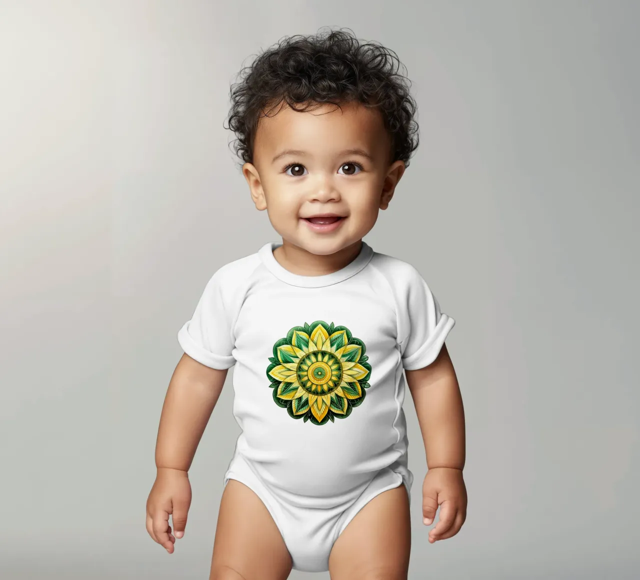 Grünes Mandala Kurzarm Babybody von Spiritual Touch