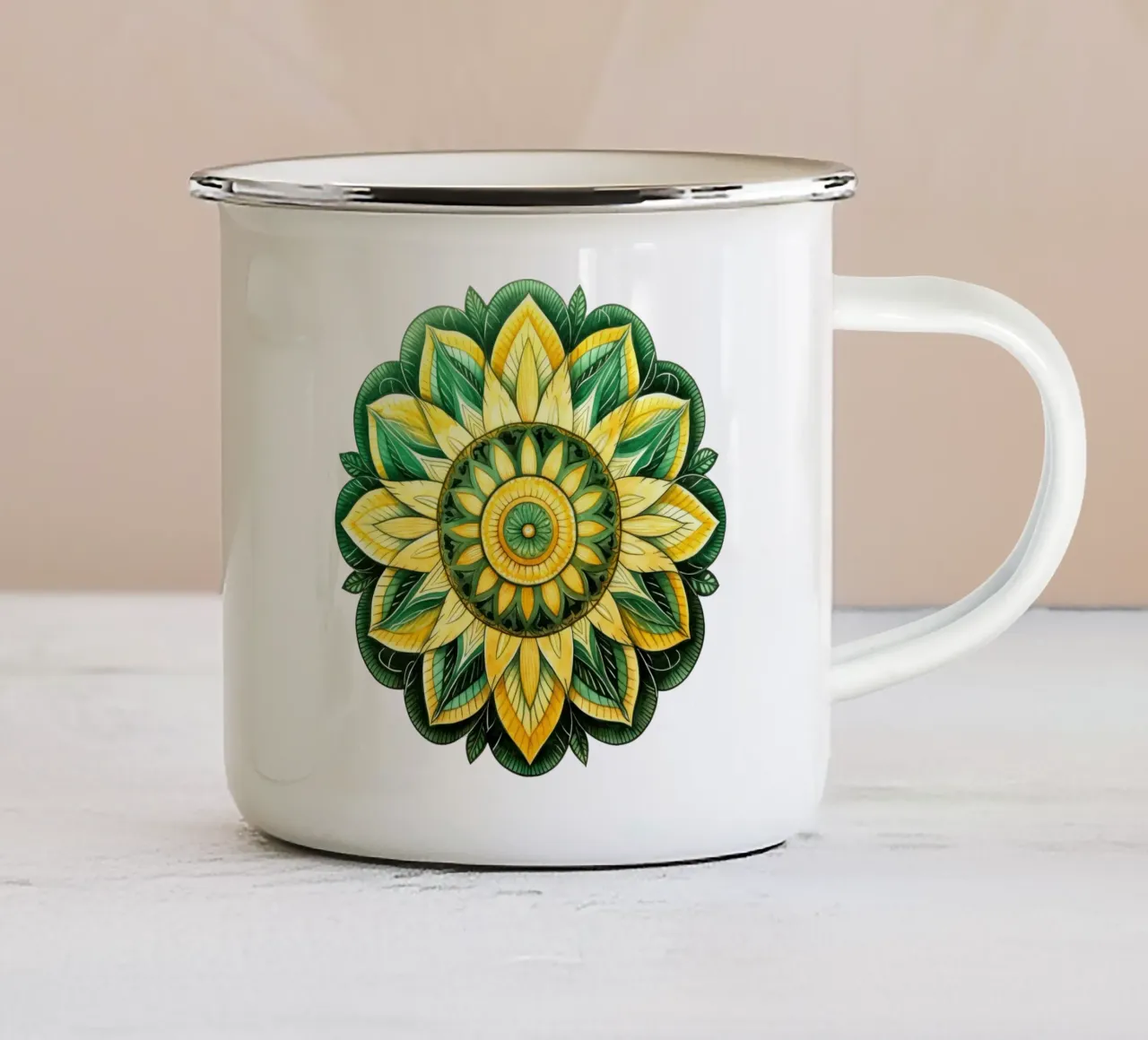 Mandala verde tazza in smalto da Spiritual Touch