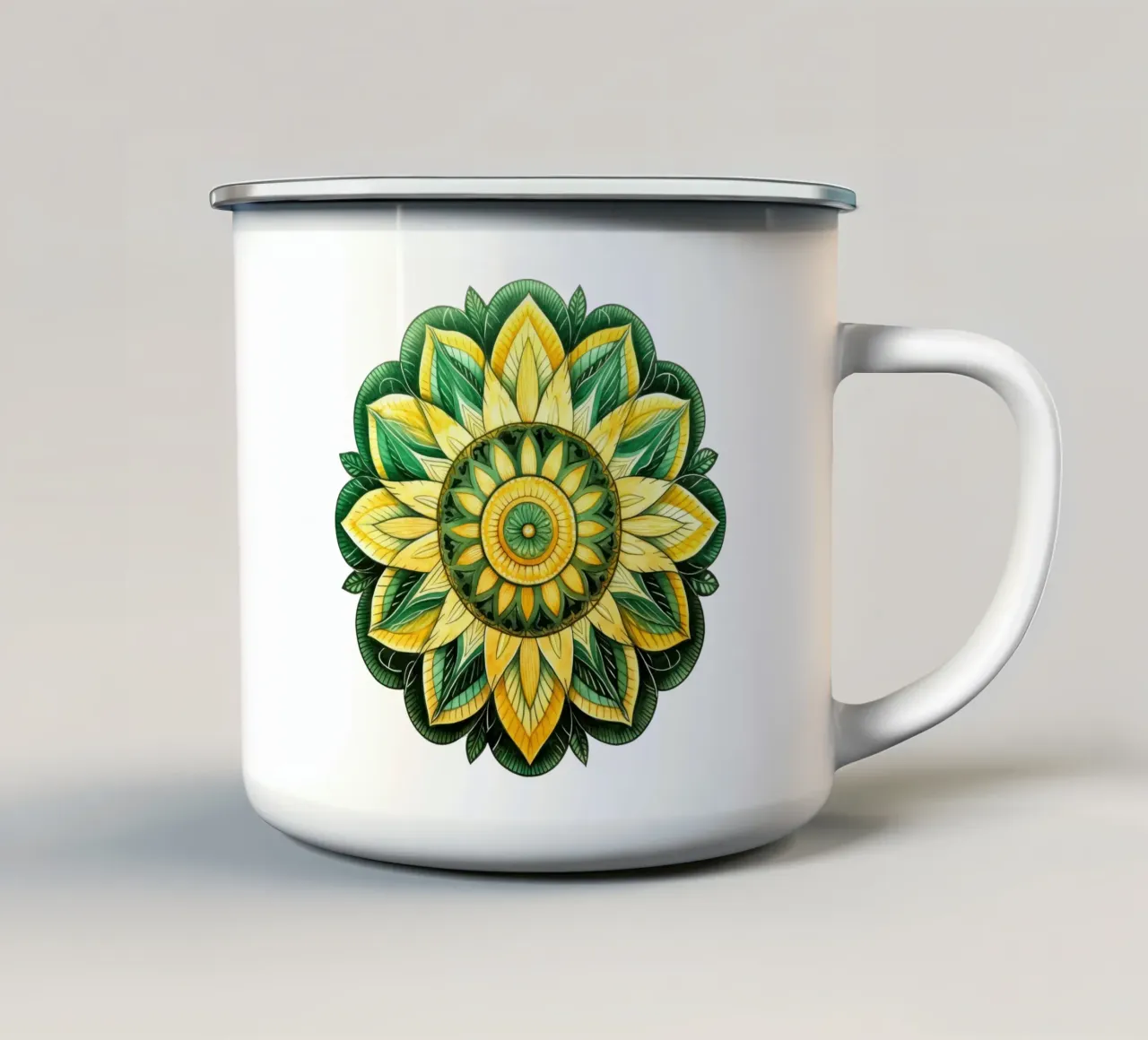 Mandala verde tazza in smalto da Spiritual Touch