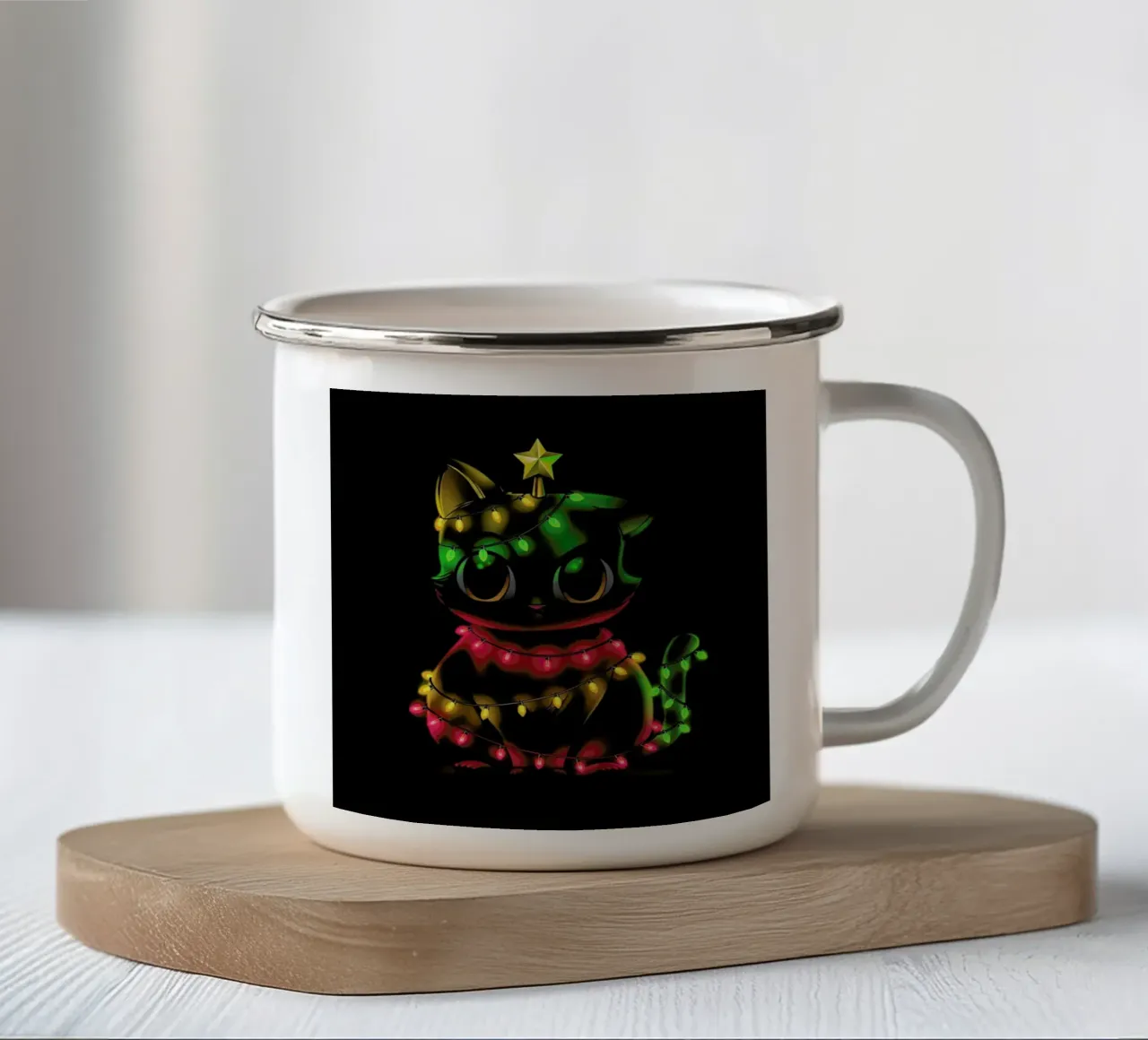 Meow Catmas Lights tazza in smalto da Tobe Fonseca