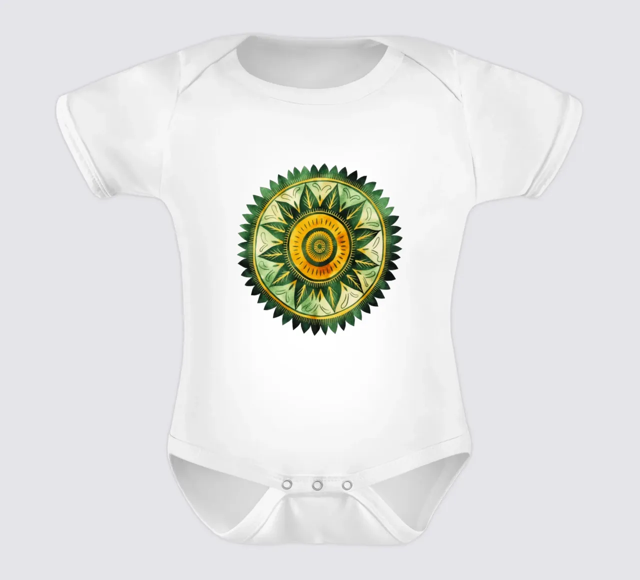 Mandala verde body neonato maniche corte da Spiritual Touch