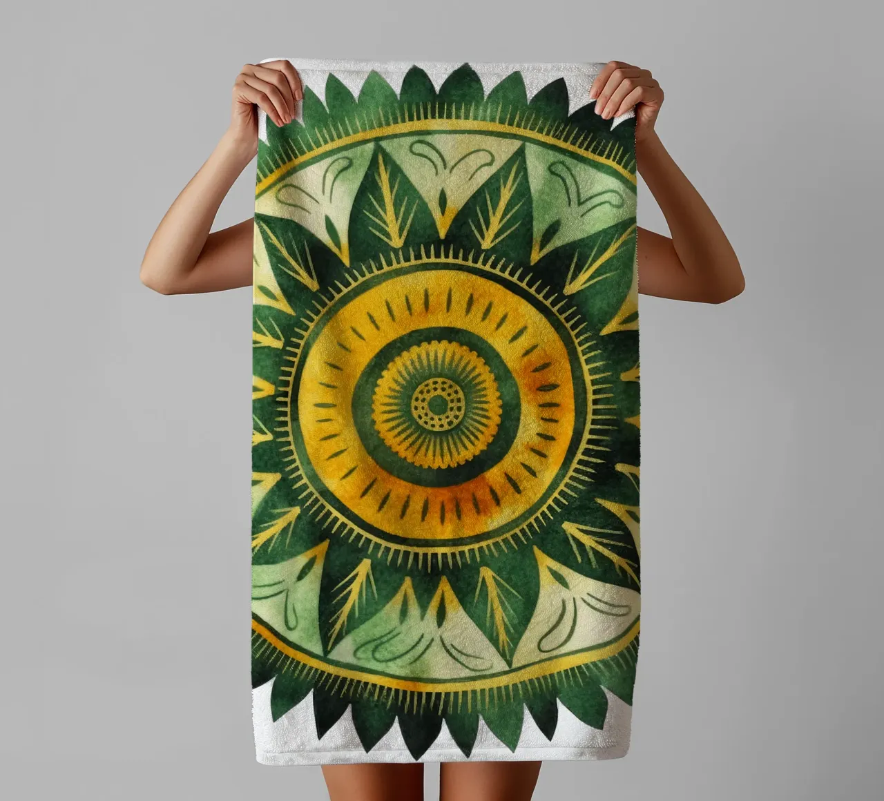 Mandala verde asciugamano da bagno da Spiritual Touch