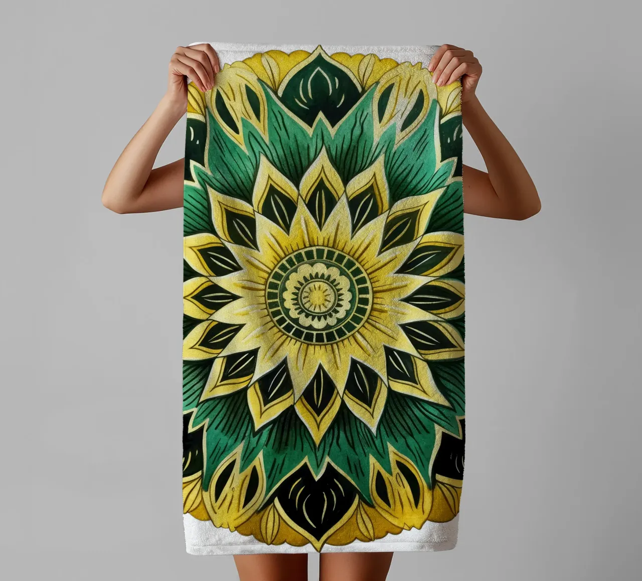 Mandala verde asciugamano da bagno da Spiritual Touch