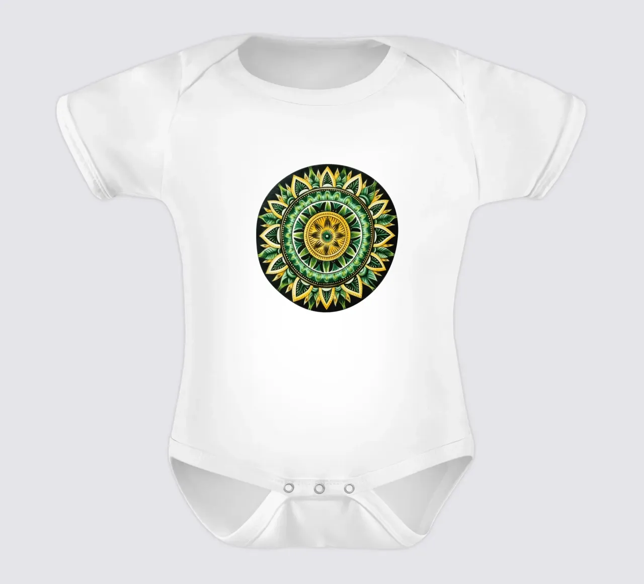 Mandala verde body neonato maniche corte da Spiritual Touch