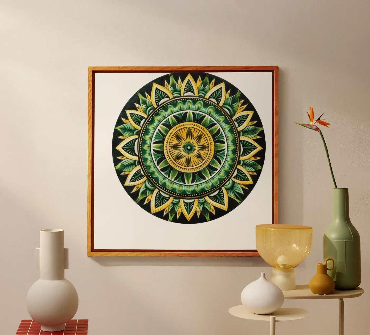 Groene mandala acryl van Spiritual Touch