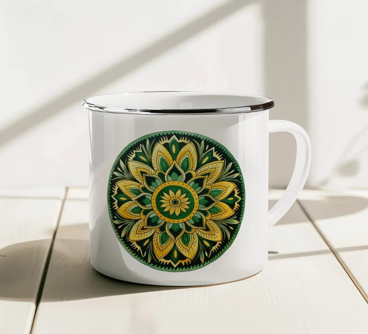 Mandala verde tazza in smalto da Spiritual Touch