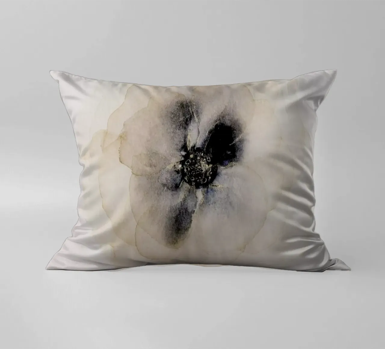 Pittura astratta di fiori - Blu e oro floreale cuscino da Ingrid Beddoes