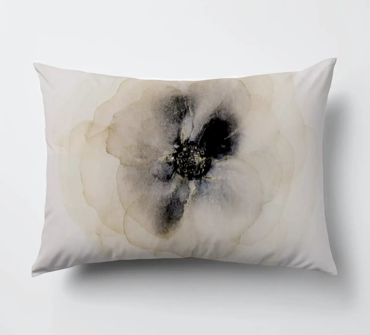 Pittura astratta di fiori - Blu e oro floreale cuscino da Ingrid Beddoes