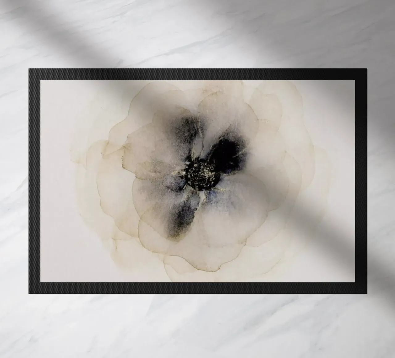 Pittura astratta di fiori - Blu e oro floreale zerbino da Ingrid Beddoes