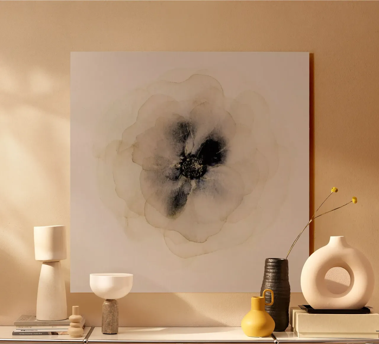 Pittura astratta di fiori - Blu e oro floreale plexiglass da Ingrid Beddoes