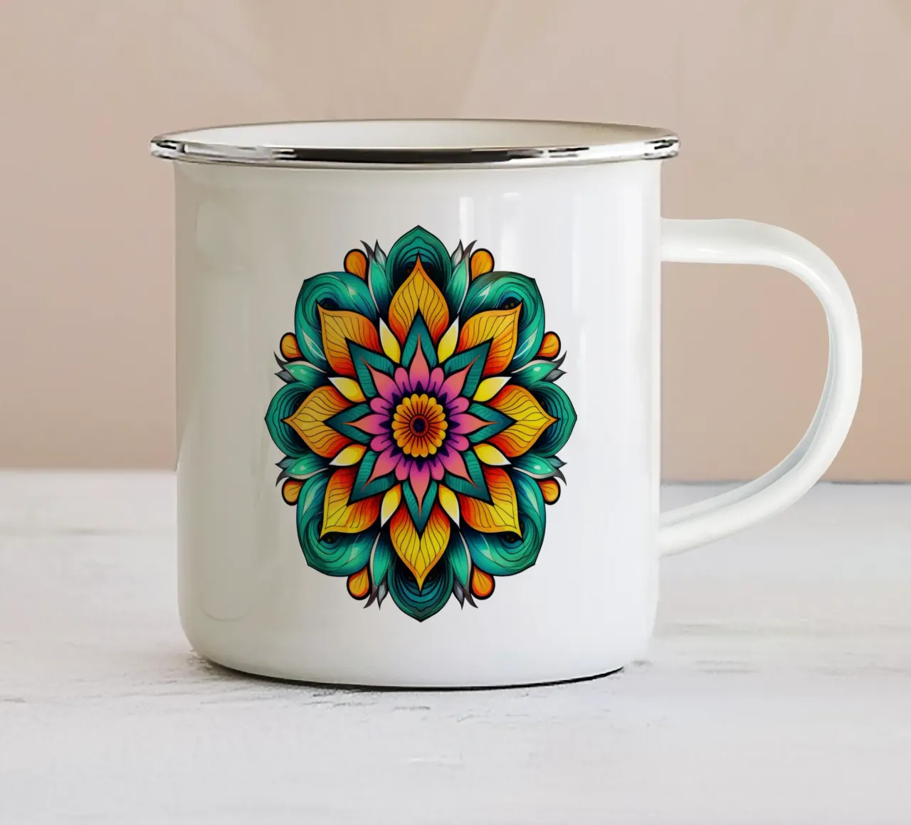 Mandala Vibrance tazza in smalto da Spiritual Touch