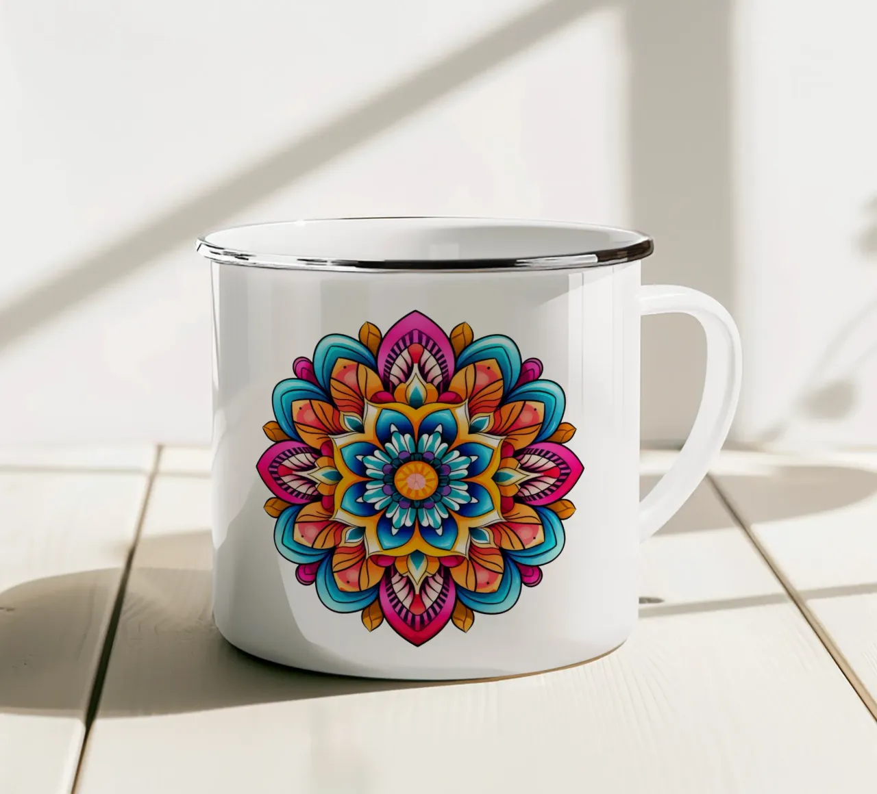 Mandala Vibrance tazza in smalto da Spiritual Touch