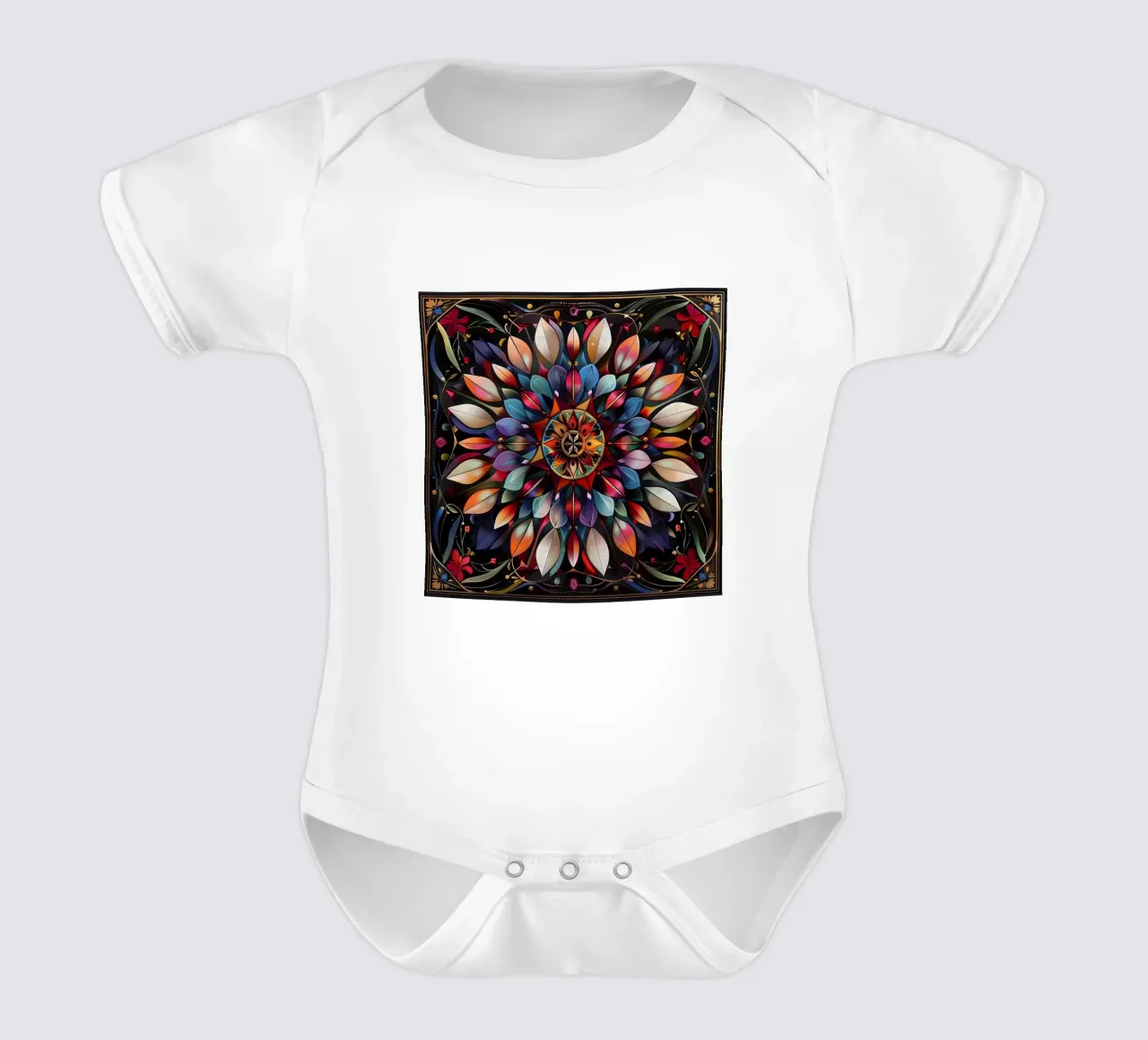 Sacred Mandala short-sleeve baby romper by Spiritual Touch