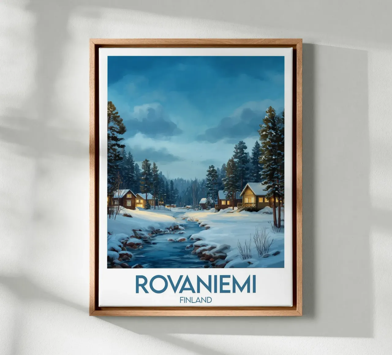 Affiche Rovaniemi tela con Cornice a cassetta da Frame the World