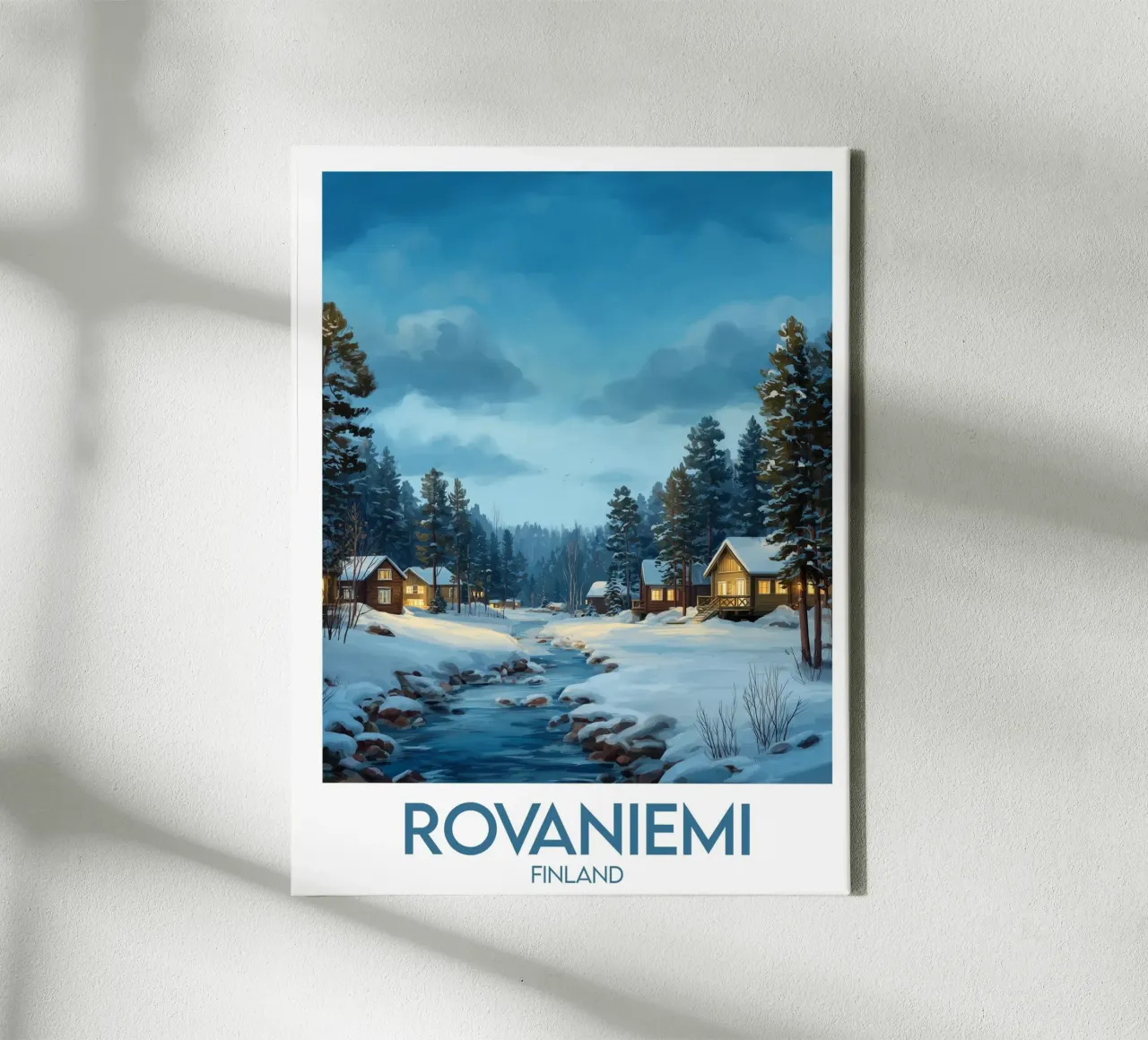 Affiche Rovaniemi tela con Cornice a cassetta da Frame the World