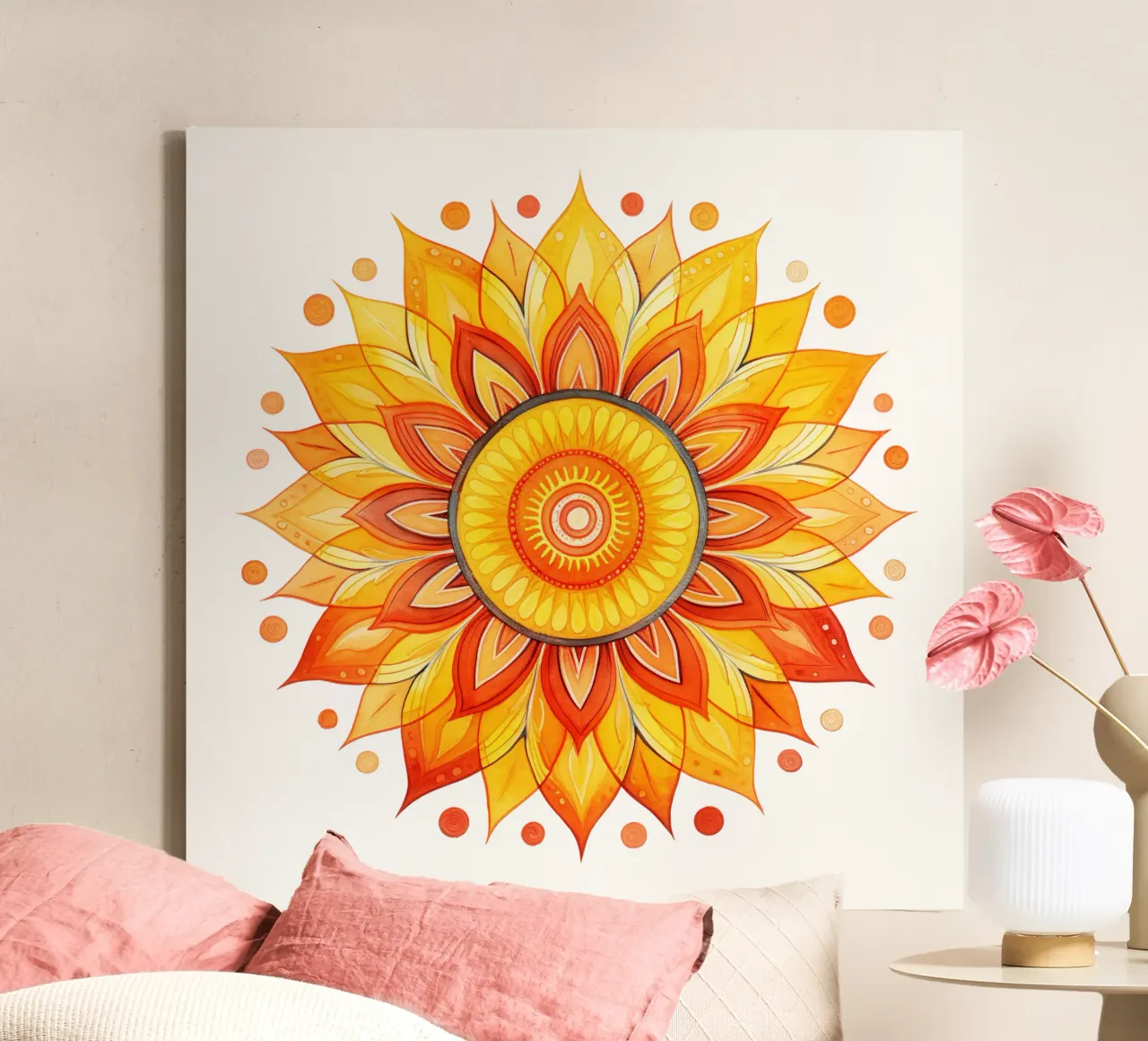 Mandala del sole tela con Cornice a cassetta da Spiritual Touch