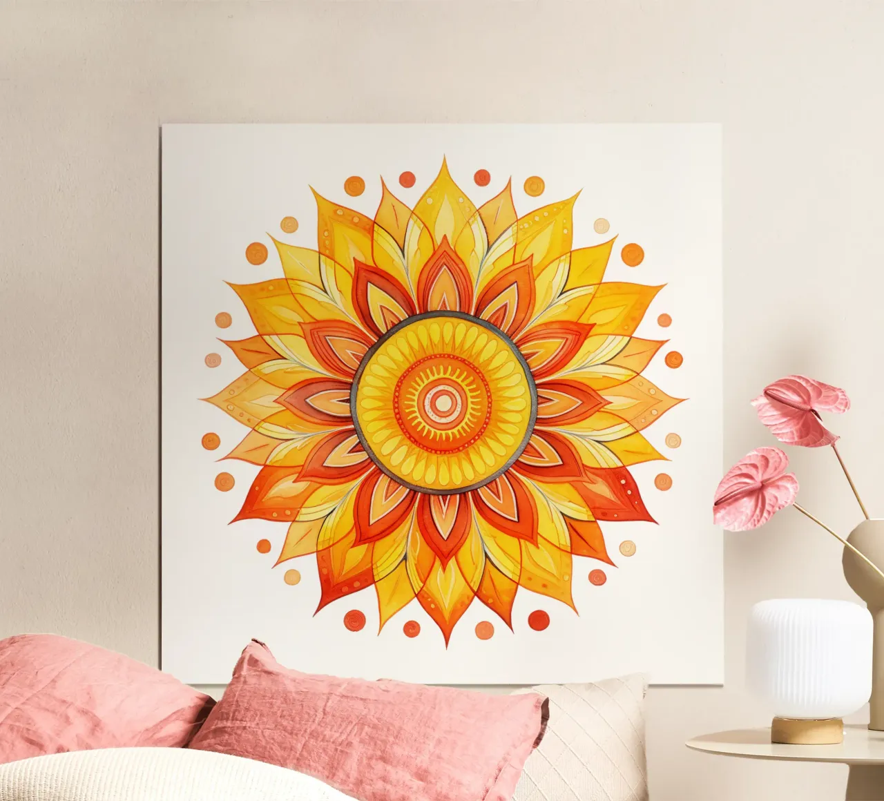 Mandala del sole poster con telaio in plastica da Spiritual Touch