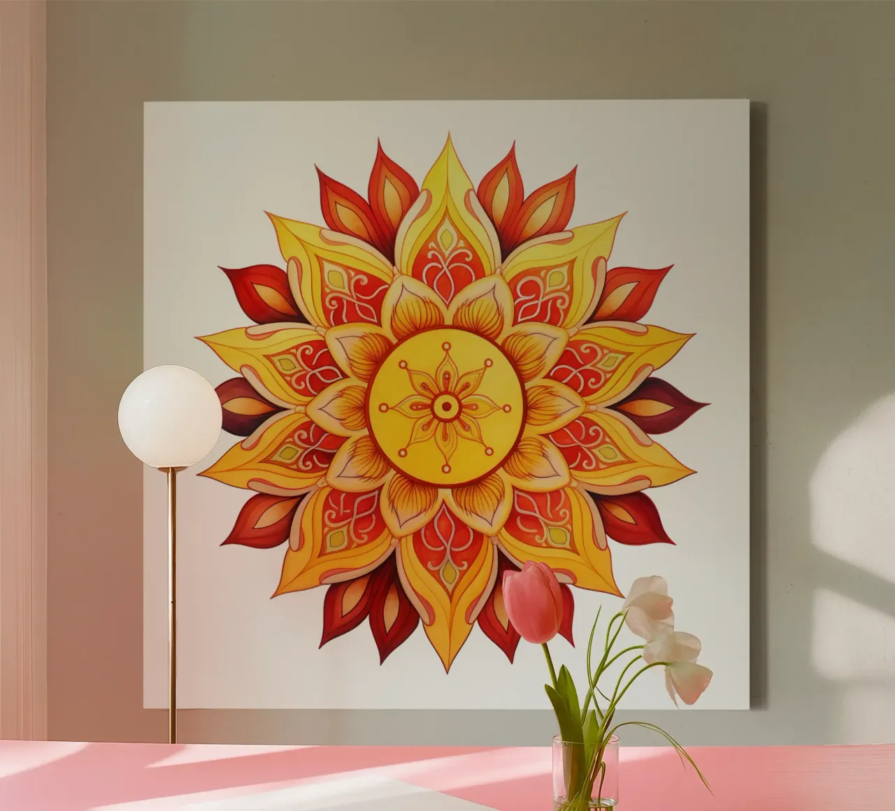 Mandala del sole tela con Cornice a cassetta da Spiritual Touch