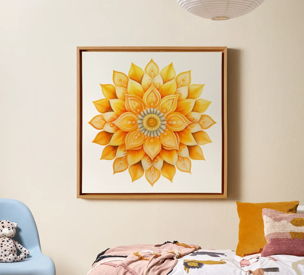 Mandala del sole tela con Cornice a cassetta da Spiritual Touch