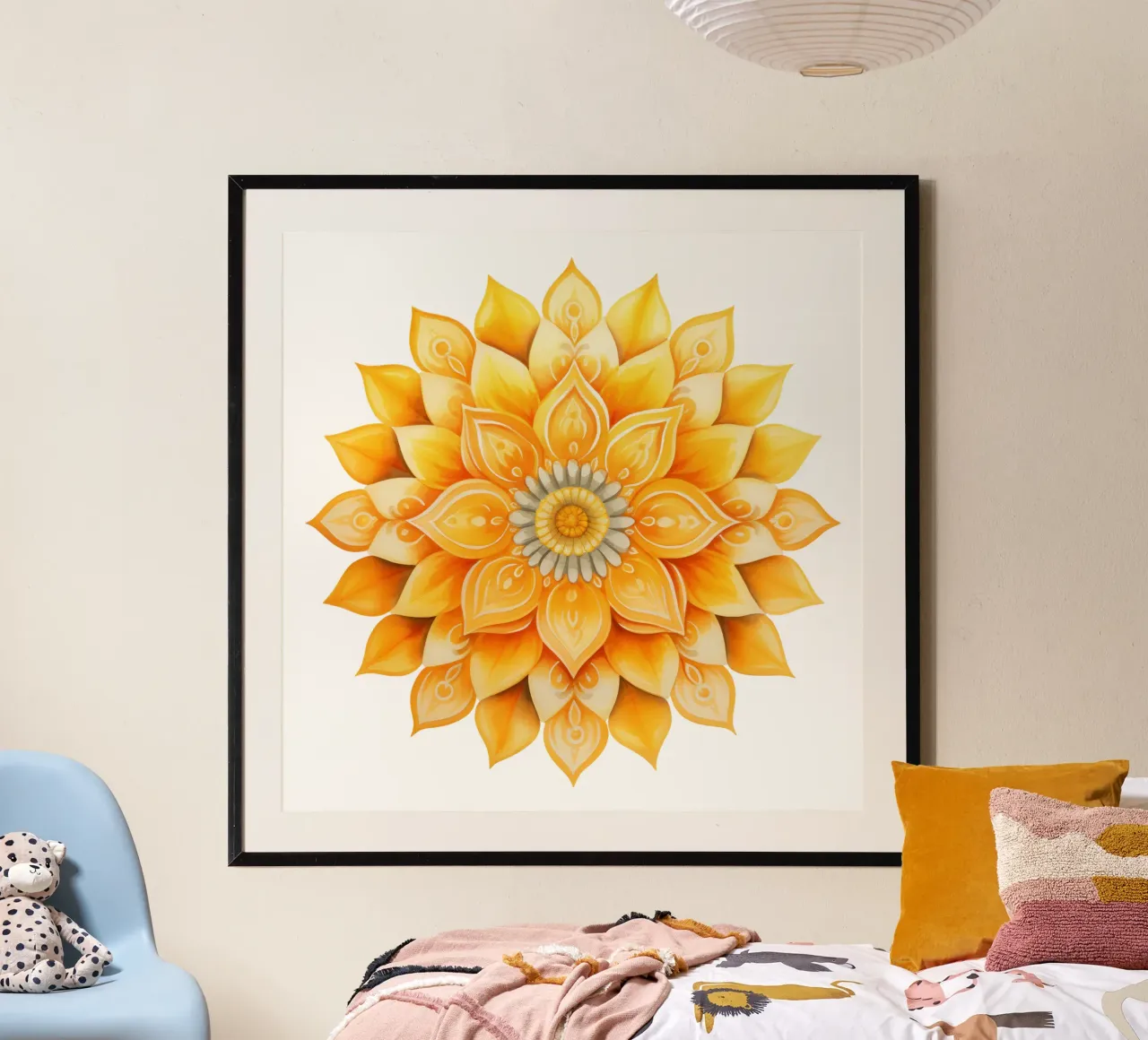 Mandala del sole poster con telaio in plastica da Spiritual Touch