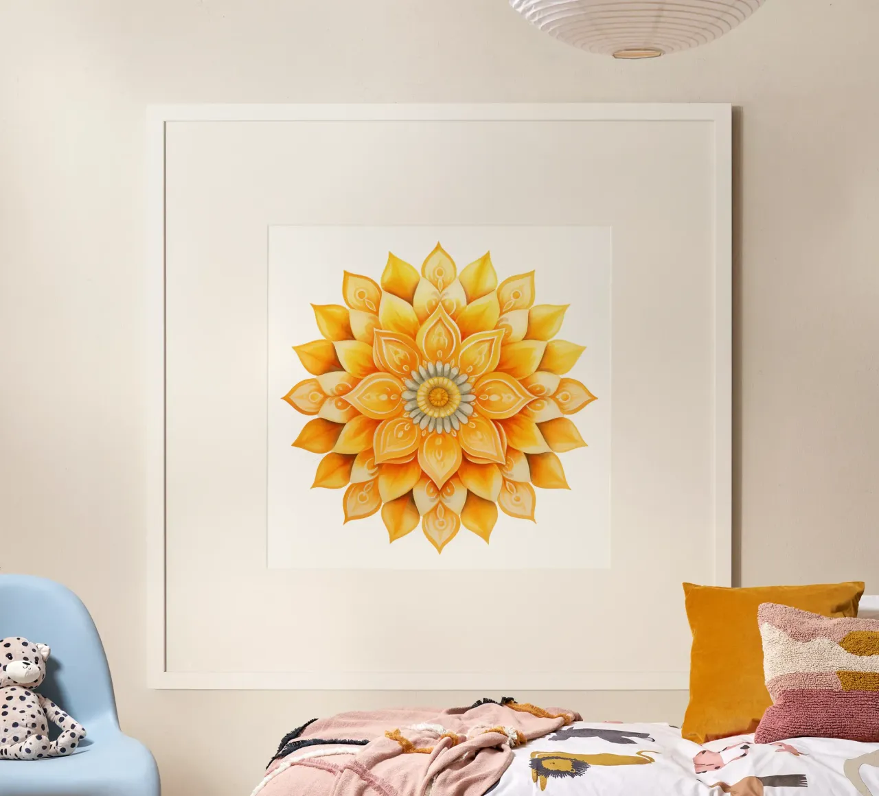 Mandala del sole poster con telaio in plastica da Spiritual Touch