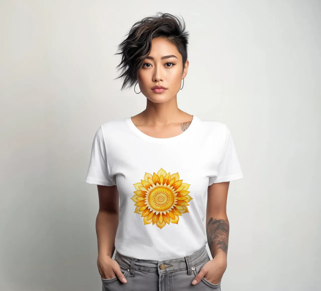 Sun Mandala women's fitted t-shirt by Spiritual Touch