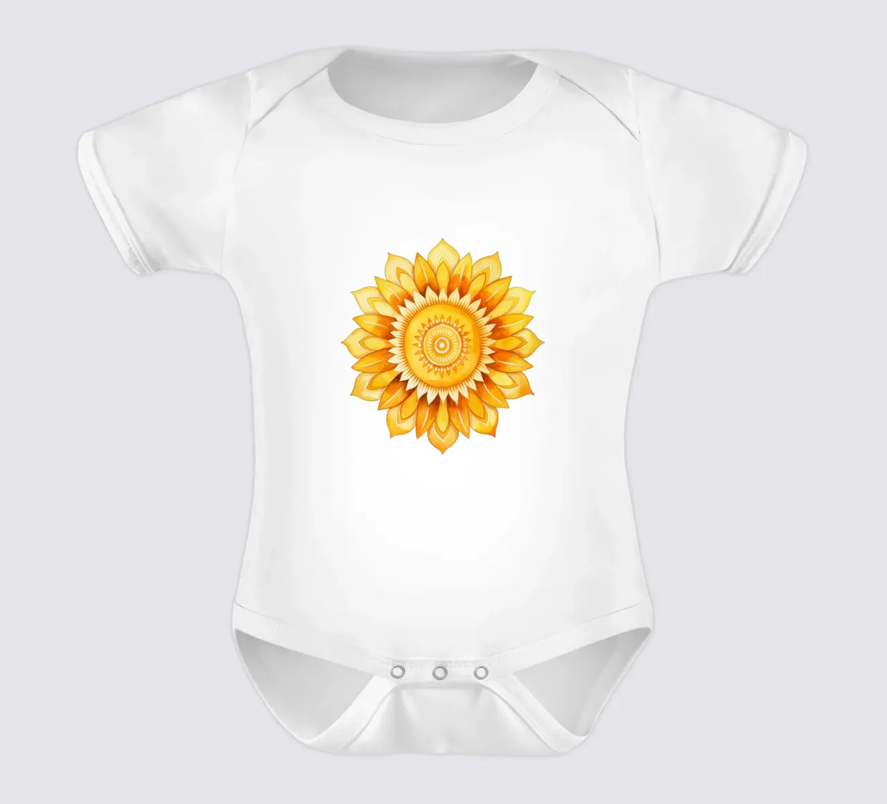 Sun Mandala short-sleeve baby romper by Spiritual Touch
