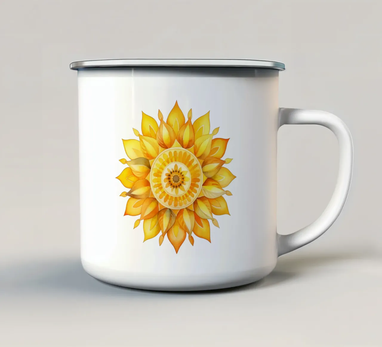 Mandala del sole tazza in smalto da Spiritual Touch