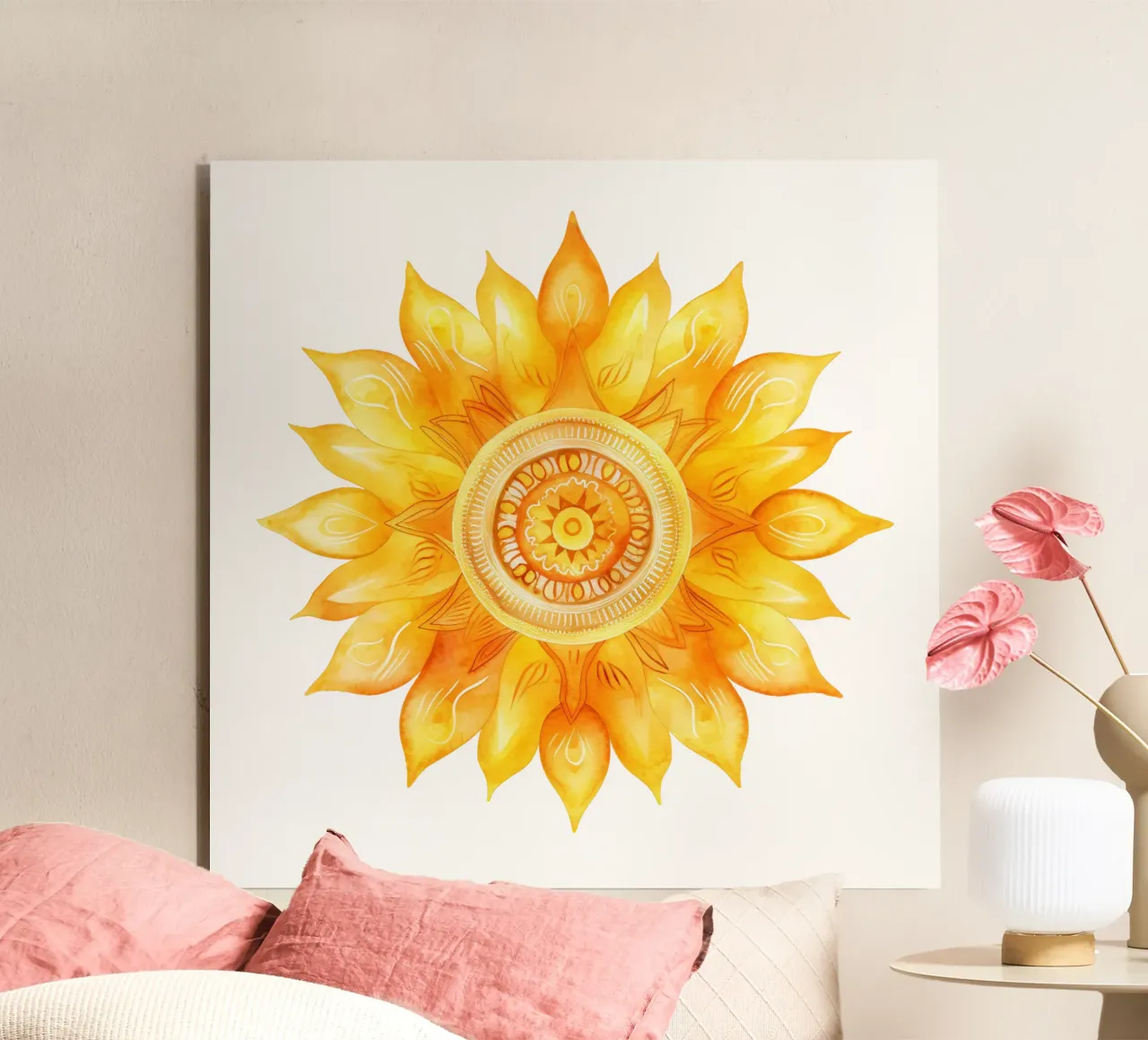 Mandala van de zon aluminium-dibond van Spiritual Touch