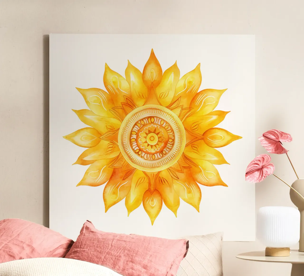 Mandala del sole tela con Cornice a cassetta da Spiritual Touch
