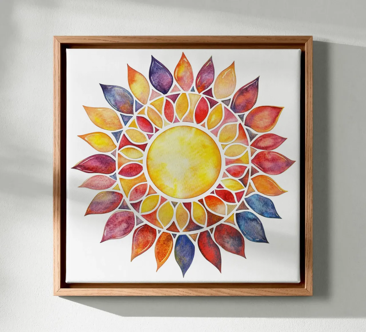 Mandala del sole tela con Cornice a cassetta da Spiritual Touch