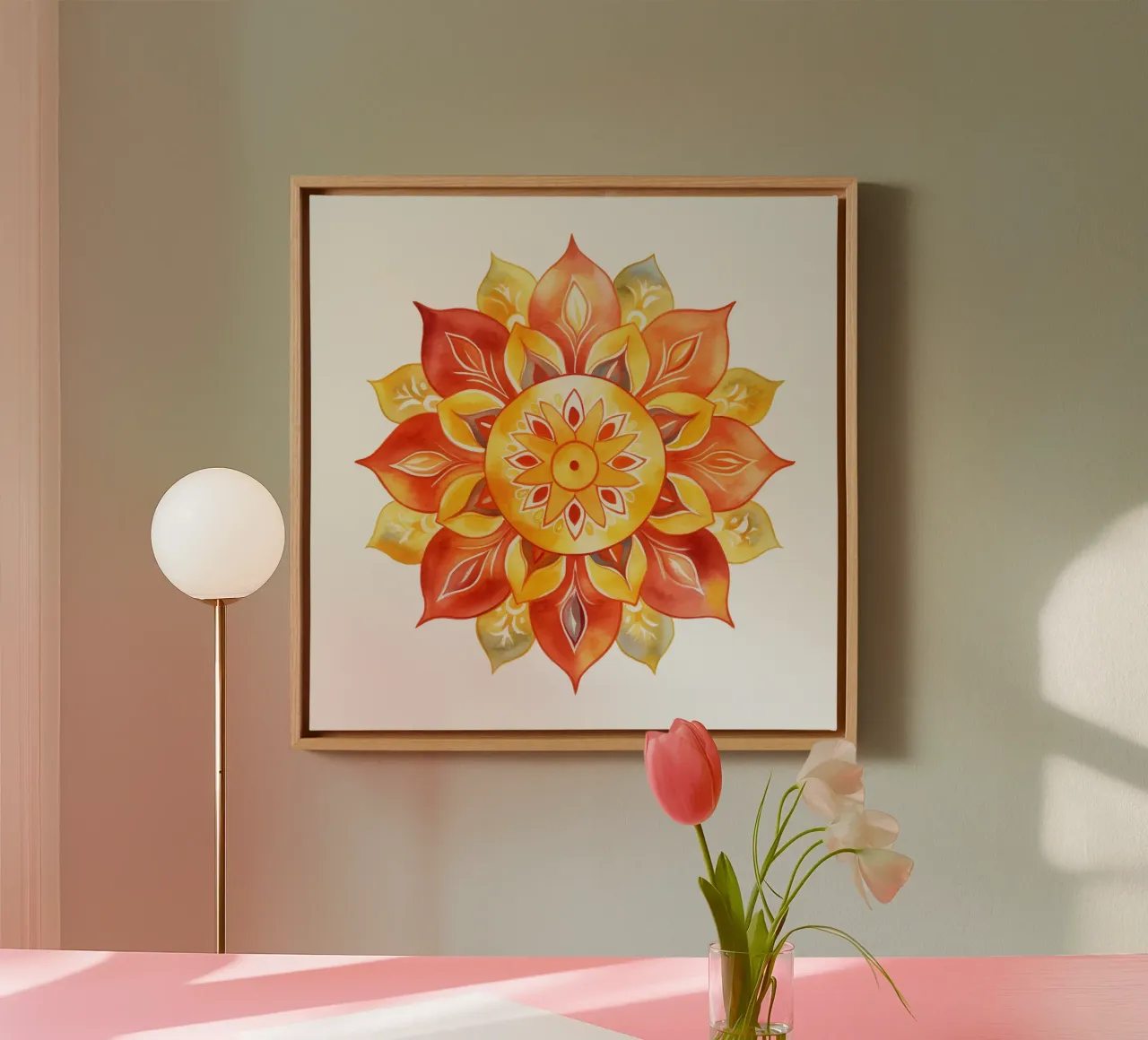 Mandala del sole tela con Cornice a cassetta da Spiritual Touch