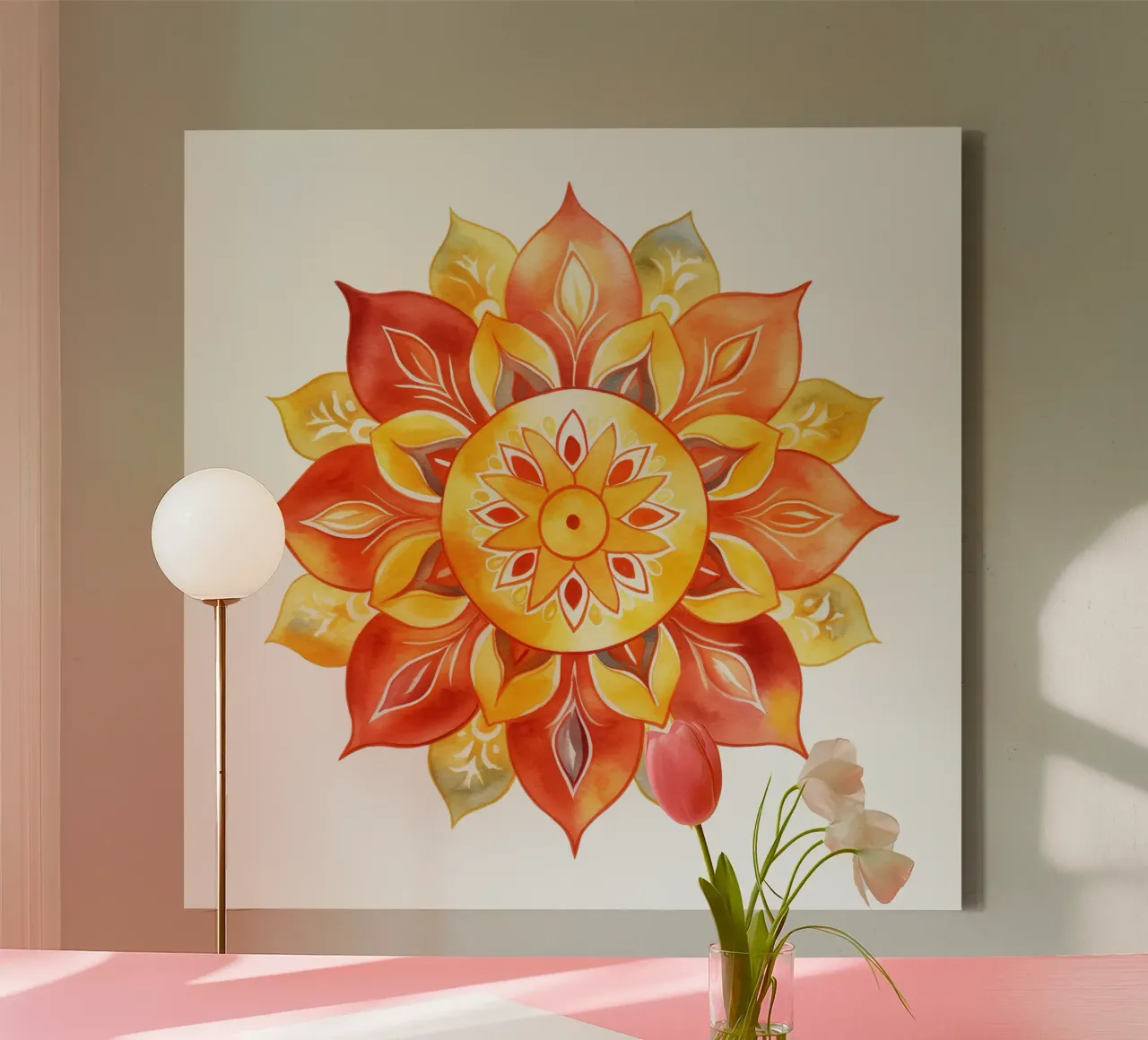 Mandala del sole tela con Cornice a cassetta da Spiritual Touch